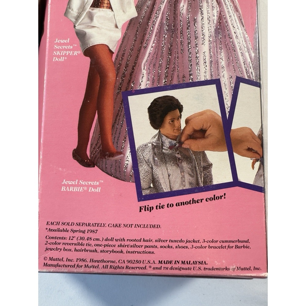 Mattel Jewel Secrets Ken Doll New 1986 Color Change Tux Storybook Original Box - Picture 10 of 10
